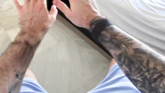 Max Dennison hairy tattooed arms POV handjob tease