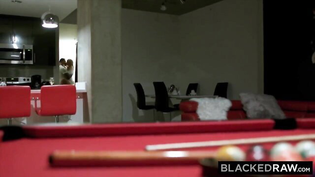 Blonde LA whore bent over pool table taking BBC doggystyle