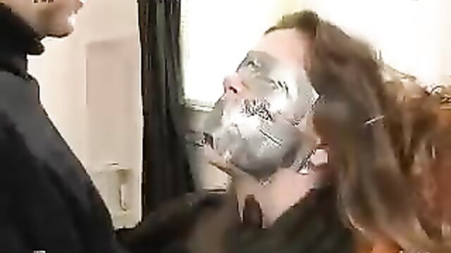 Baby-faced teen gagged with duct tape mask in bondage horror