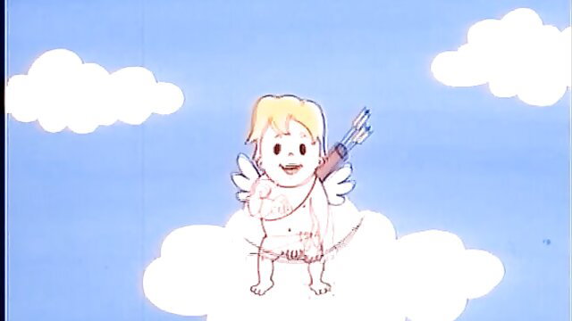 Cartoon Cupid cherub with bow and arrow on clouds, Snow White porn parody thumbnail