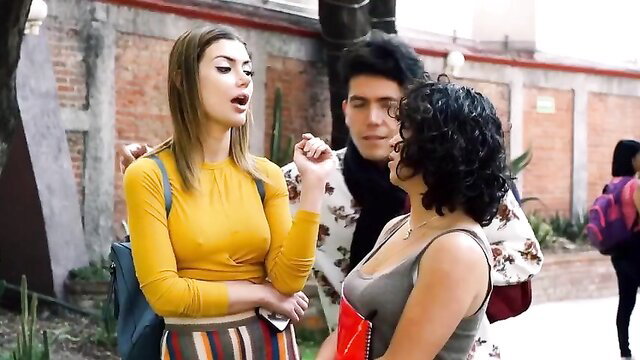 Maria Torres in yellow top with friends, Losing My Virginity erotic scene
