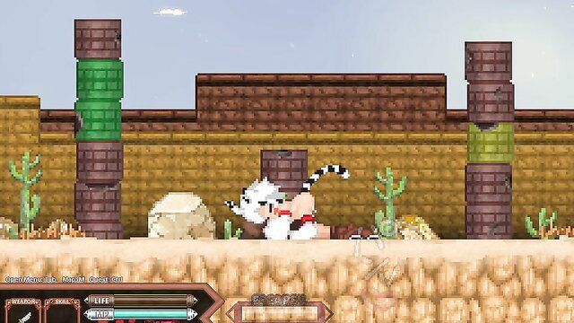 Horny white tiger furry girl with huge tits rides red dick cowgirl style