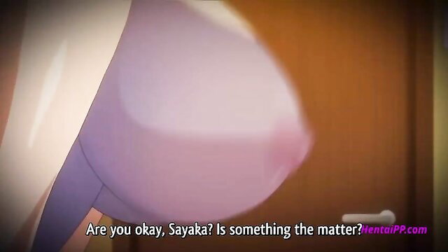 Huge tits anime stepsister Sayaka cleavage closeup POV