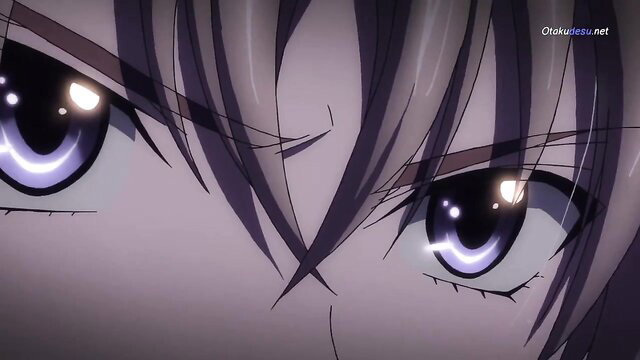 Close-up intense purple eyes of sexy anime girl from High School DxD