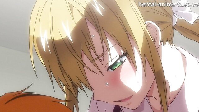 Blonde hentai girl with green eyes teary-faced close embrace in My Sexy Sister