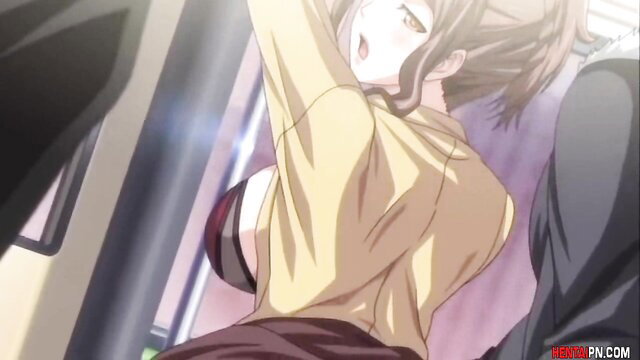 Curvy Japanese babe in yellow top groped on crowded hentai train