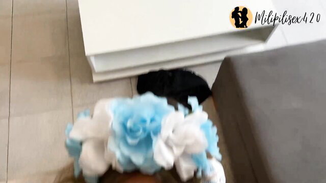 Slutty babe in flower crown sucks dick, brings luck in Argentina vs Mexico fuck