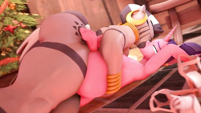 Pink anthro pony Twilight Sparkle fucked hard by zebra pony on floor