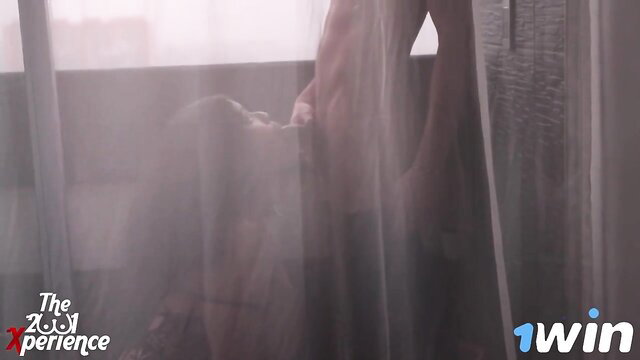 Ebony cougar fucked hard against window in hot interracial sex