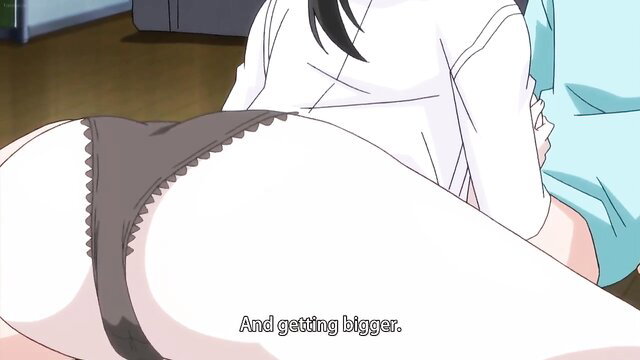 Anime hentai girl in panties bent over, huge ass getting bigger