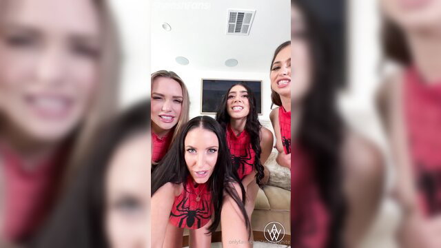 Riley Reid, Angela White, Violet Myers, Mia Malkova Spider-Gwen JOI tits play