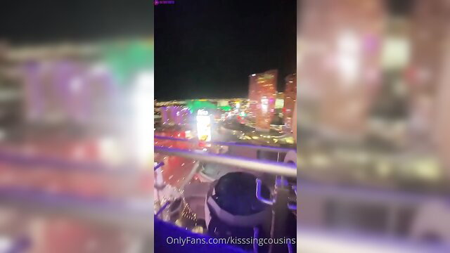 Hot4lexi sloppy BBC blowjob on neon-lit balcony overlooking city lights