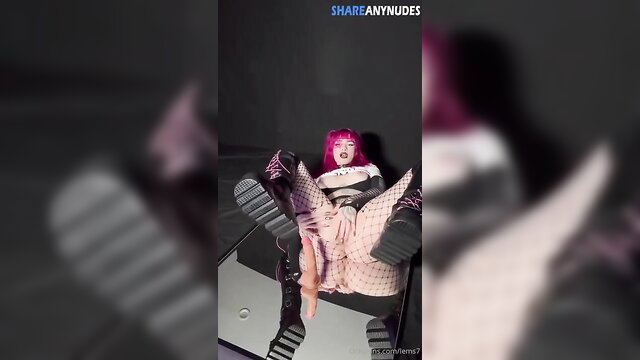 Emily Oram pink-haired Fortnite cosplay nude dildo ride solo