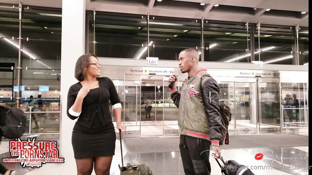 Black couple Mimi Flew'd Out at airport, flirty tease in dress