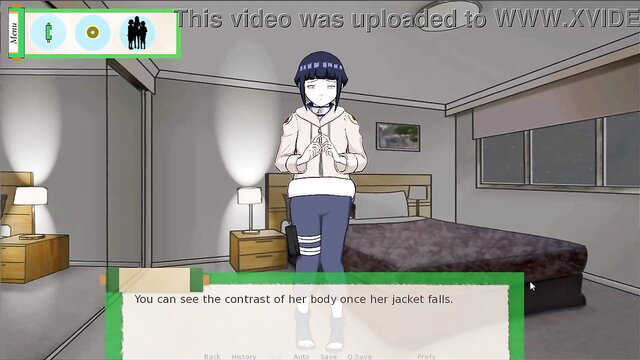 Clothed Hinata Hyuga in tight jacket and pants, sexy ninja pose