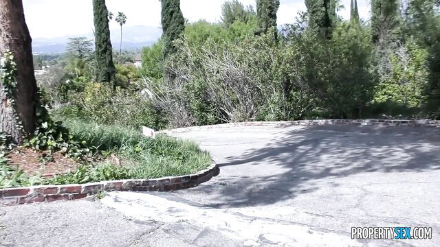 Nina North bends over outdoors showing juicy ass in hot POV sex video