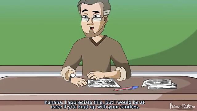 Animated teacher lectures student in classroom, My Lovely Neighbor Part 2 hentai