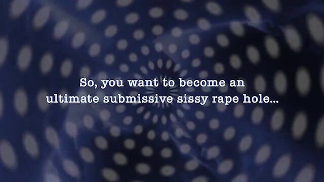 Ultimate submissive sissy rape hole hypnotic text on dark blue spiral background