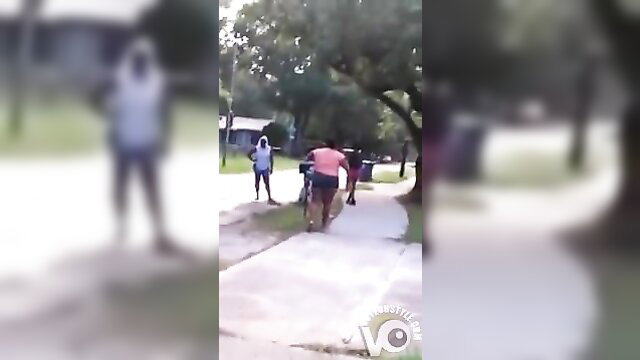Huge black butts clashing in outdoor female fight