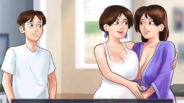 MissKitty2K & friend hug busty topless in Summertime Saga Part 121