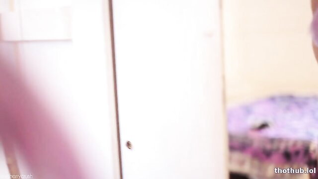 Cherry Crush in sexy pixel panties teasing in bedroom