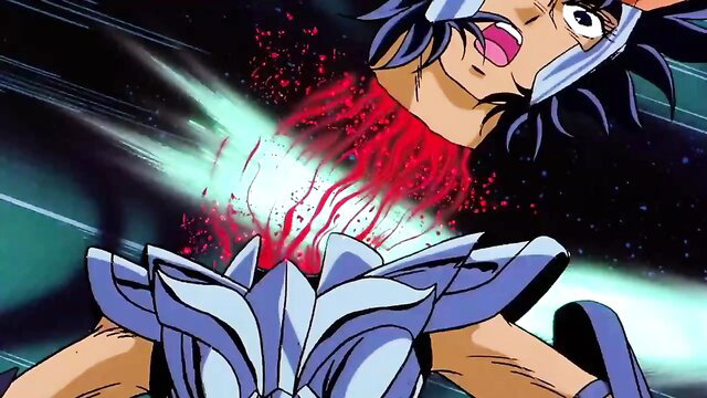Saint Seiya hentai: Cygnus Hyoga decapitated in bloody anime gore action