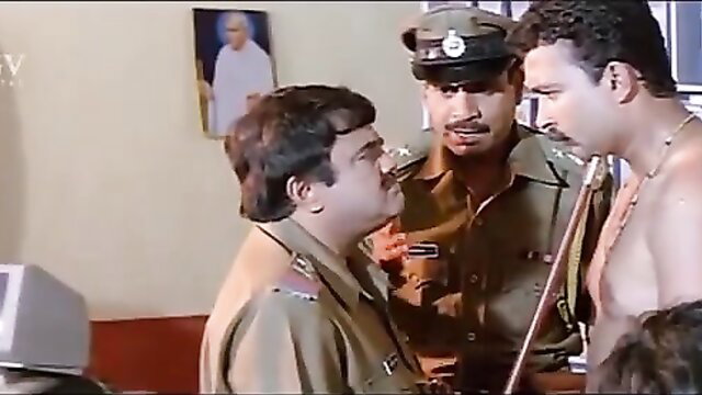 Indian men CMNM underwear police scene with bare-chested hunk