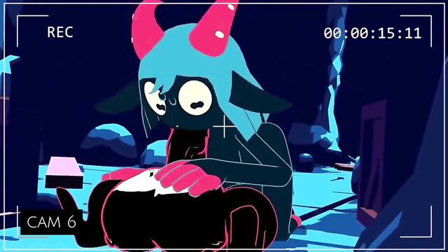 Blue demon girl with horns sucking cock in forest wild area