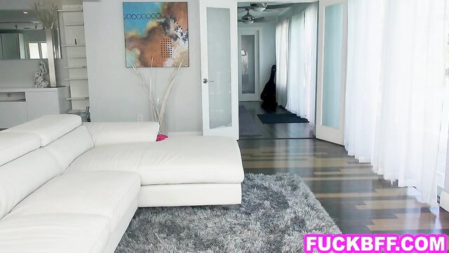 Lesbian college teens in hot summertime threesome dildo fun