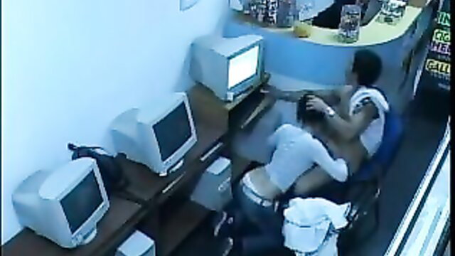 Brazilian couple fucking in internet cafe amateur sex