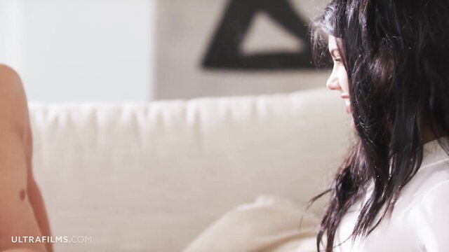 Apolonia Lapiedra profile view in sheer top, nude tits visible