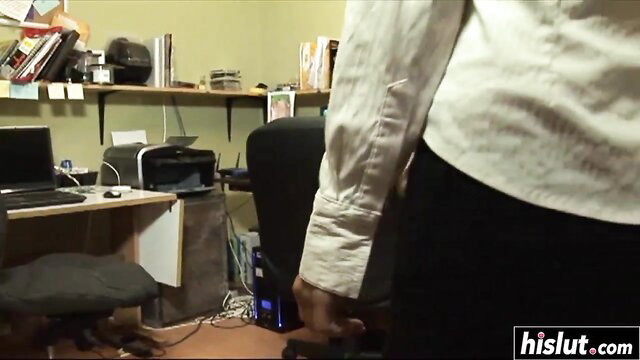 Amateur guy in office room with computer desk setup