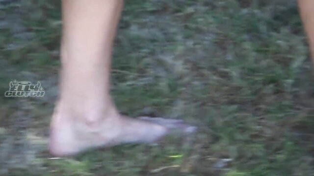 Elly Clutch barefoot legs in grass, hot sister tease