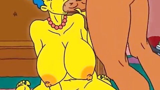 Marge Simpson cartoon swinger wife nude titfuck blowjob