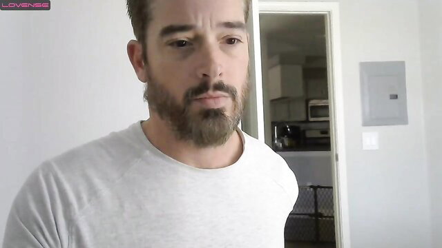 Handsome bearded Latino daddy Elder Sorenson bareback climax closeup