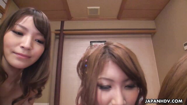 Kaede Niiyama and friend closeup in wild JAV New Year orgy