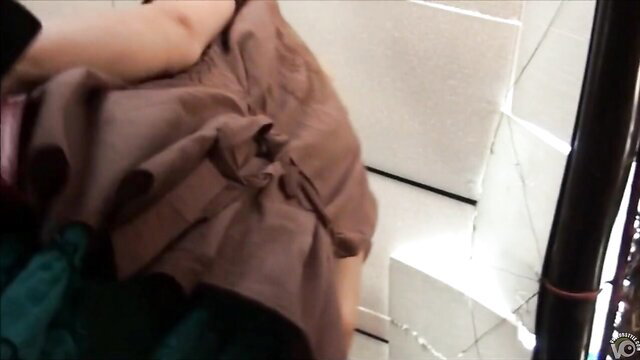 Sweet babe no panties under skirt, upskirt tease in dress