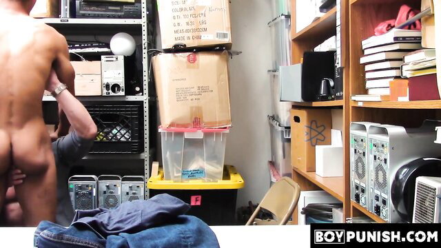 Nude skinny black twink bent over for raw punishment fuck by guard