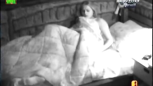 Big Brother blonde contestant fingers clit quietly in bed