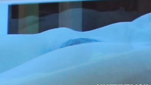 Busty blonde girlfriend nude curves in solarium glow