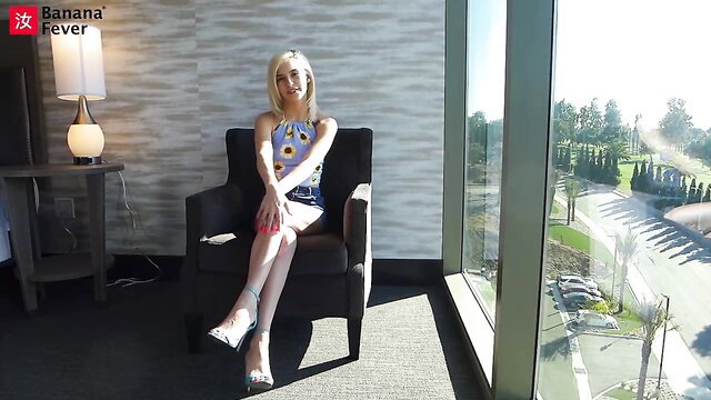 Kiara Cole in sun dress seated legs spread hotel room