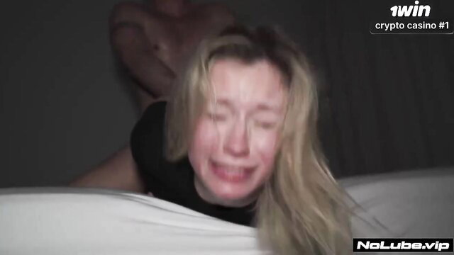 Blonde crying in no lube hardcore sex, verified amateurs