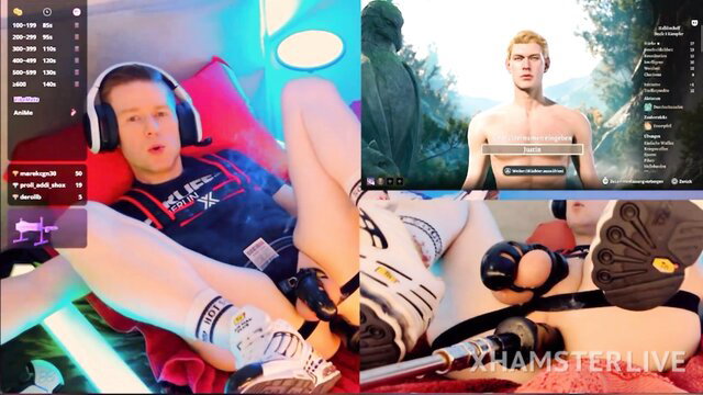 German guy in headphones squirts piss on gaming chair, webcam stream
