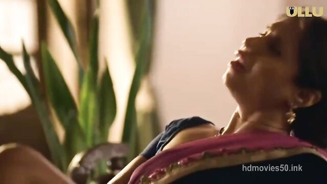 Indian MILF in pink saree seductively posing, Ullu web series