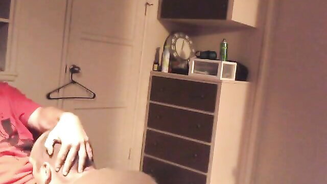 Stoner dude getting amateur blowjob from woman on knees