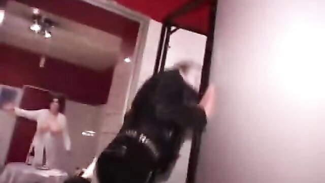 Crazy German scat fetish couple in red room action