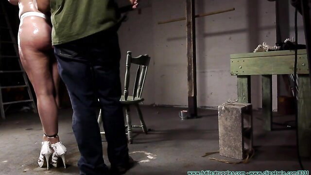 Gia in sexy panties bound ankles high heels atones for tardiness