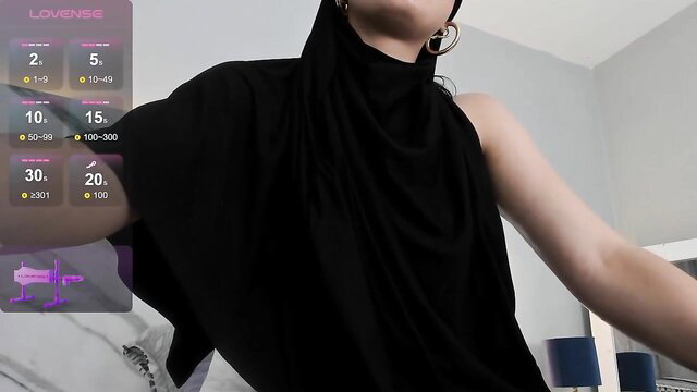 Hot Arab girl in sexy black hijab webcam solo tease