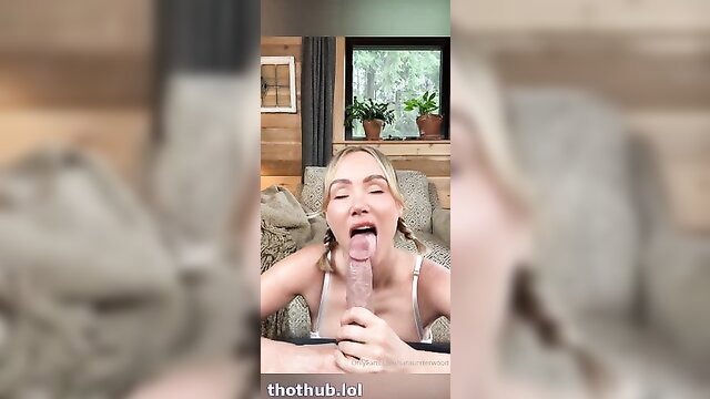Sara Jean Underwood sucking huge dildo on OnlyFans