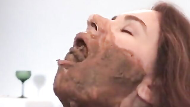 Toilet Sherry face covered in thick scat shit mask mouth open ecstasy